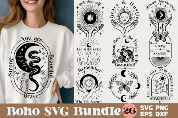Boho SVG PNG Bundle: Graphics for Crafts & T-Shirt Design