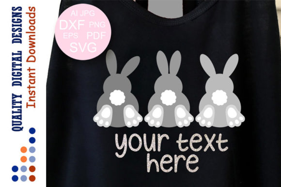 Bunny Gray Happy Easter Shirt Design SVG: Crafts & Graphics