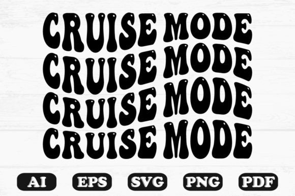 Cruise Mode Retro Wavy SVG Graphics for Crafts