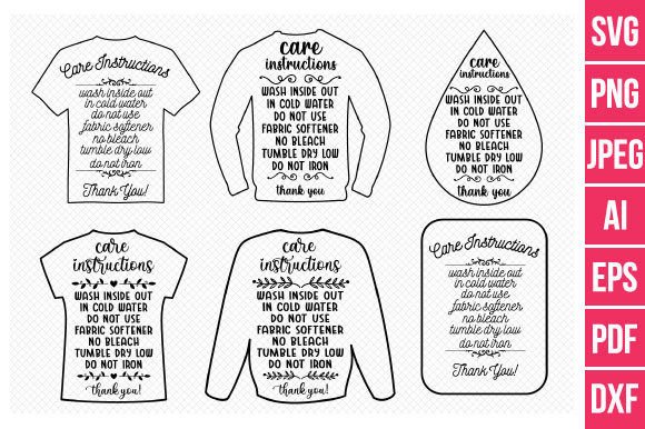 Tshirt Care Card Instructions SVG Bundle