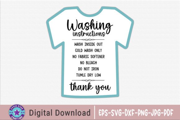 Washing Instruction T Shirt SVG PNG: Graphics for Crafts & Content